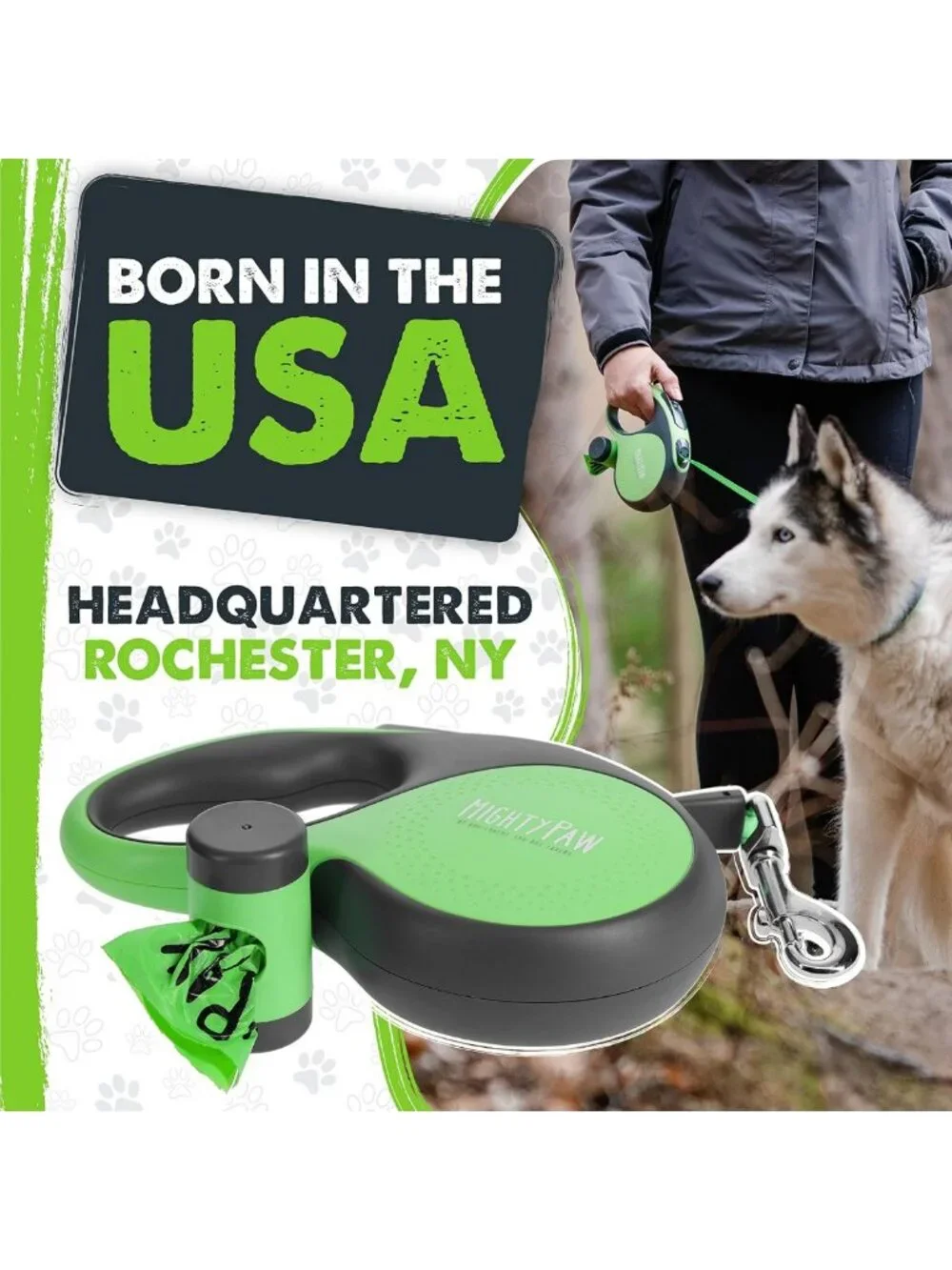 Retractable Dog Leash with Poop Bag Holder - 16 Ft Durable & Comfortable